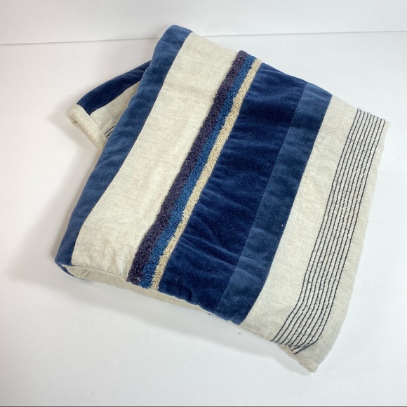 Pier 1 One Navy Velvet Striped Pillow Cover - Picture 1 of 5